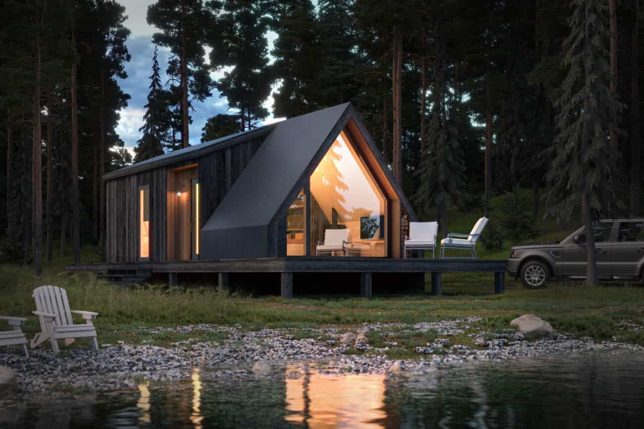 Psy Homes A Frame Park Model Home with a Porch Area