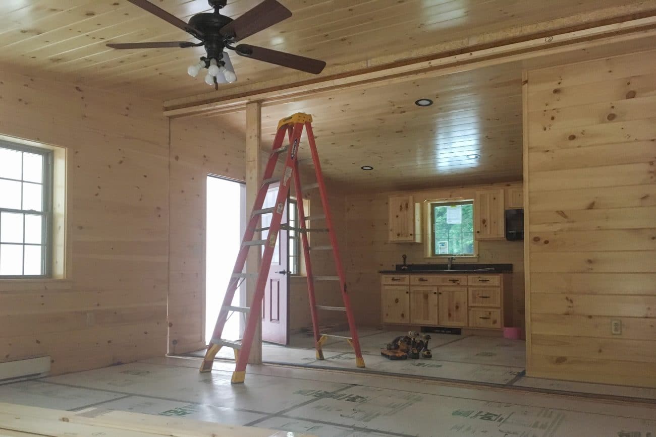 interior home Settler Log Cabin in Massachusetts