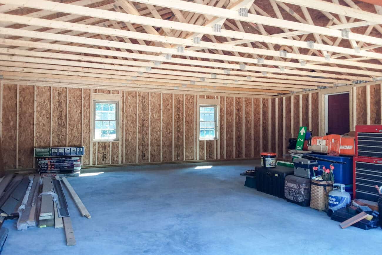 garage interior Prefab Cabin in Dummerston VT