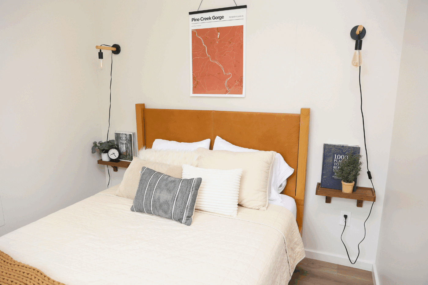 bedroom of Alpine park model tiny home at the hartman center built and designed by Psy Homes