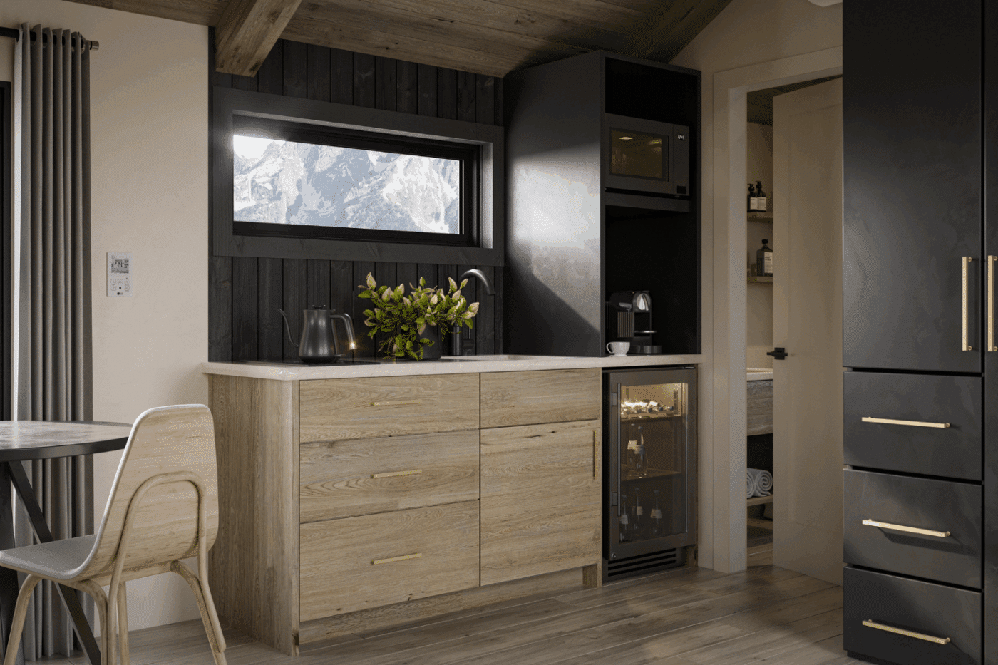 kitchenette area of Denali park model tiny home