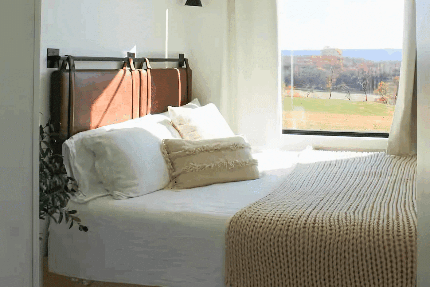 A Frame Park model tiny home bedroom built by Zook cabins in Sunbury pa