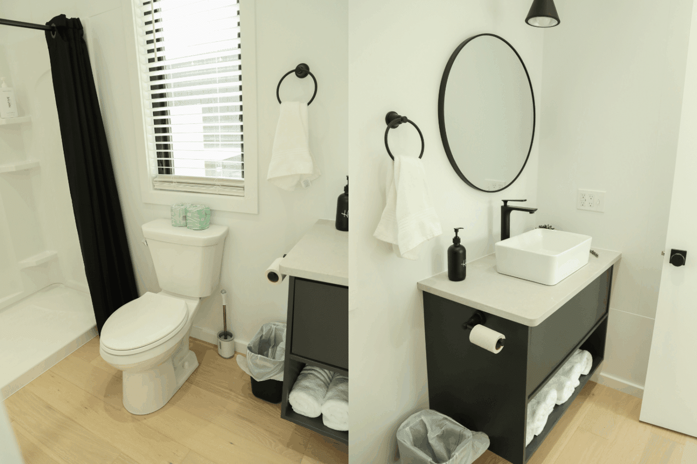 Bathroom of A Frame Park Model Tiny home unit 32 at The Hartman Center in Milroy PA