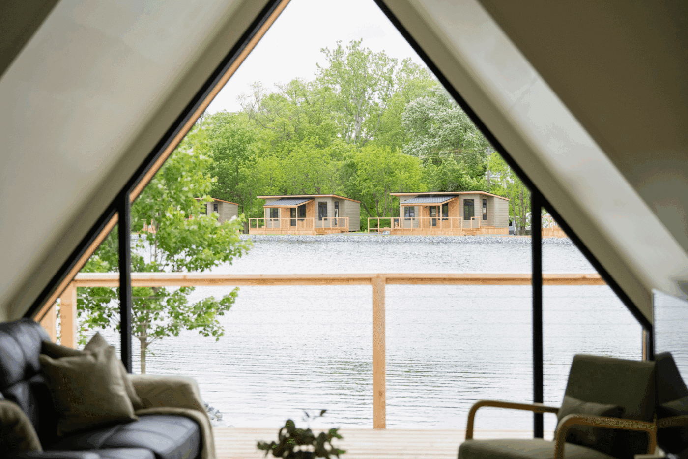 Ada compliant A Frame studio Park model tiny home at Red Run Resort with lake view