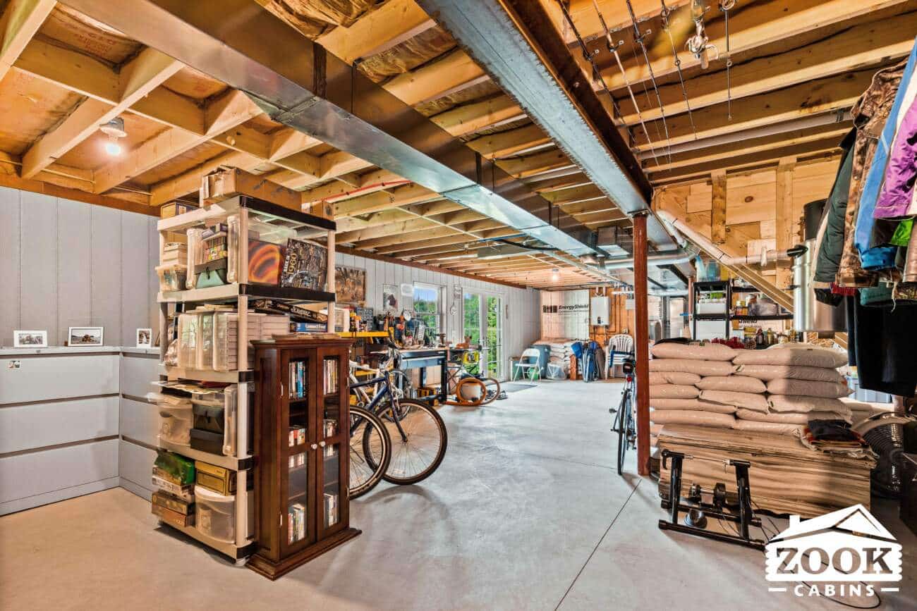 Basement in 26x44 Frontier Log Cabin in Monson MA