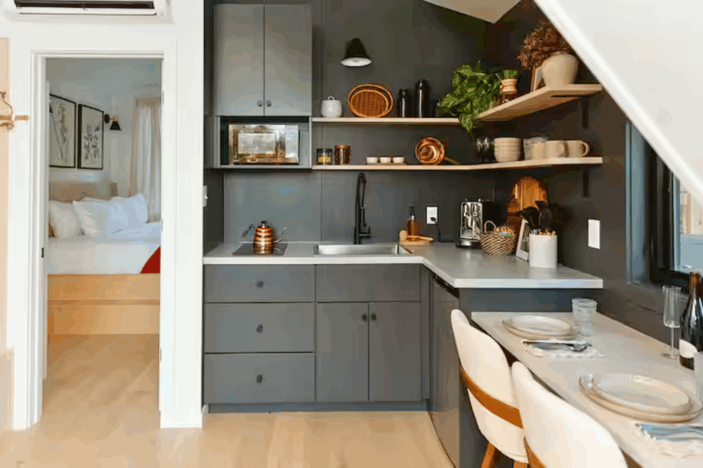 A Frame Park model tiny home kitchen in narvon pa built by Psy Homes