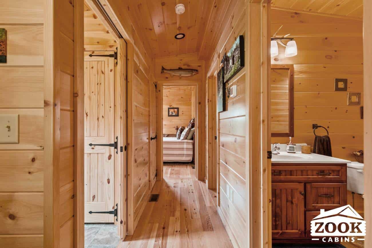 Hallway 26x44 Frontier Log Cabin in Monson MA