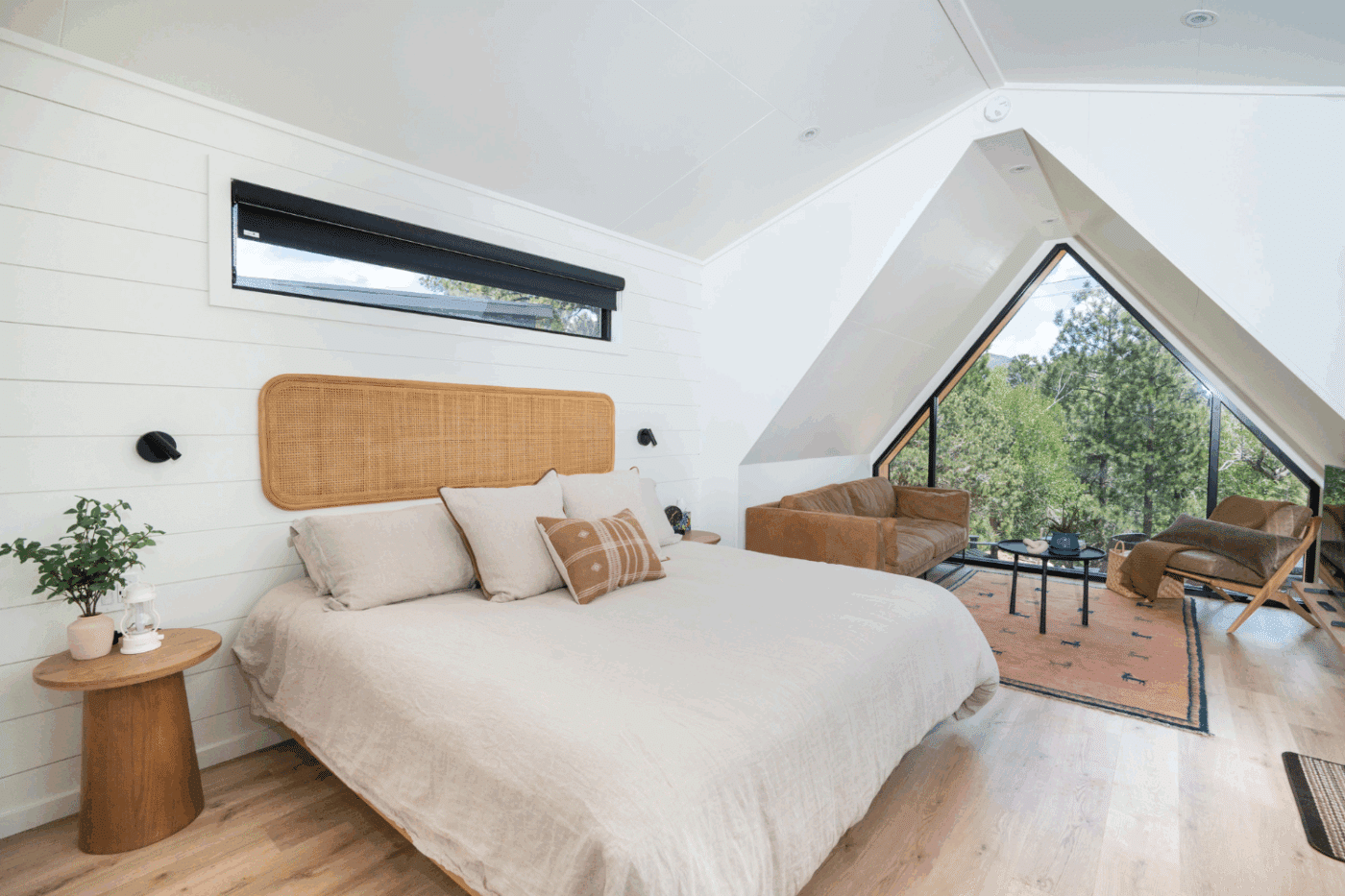 A Frame Studio in Buena Vista Colorado with room for a king sized bed built and designed by Psy Homes