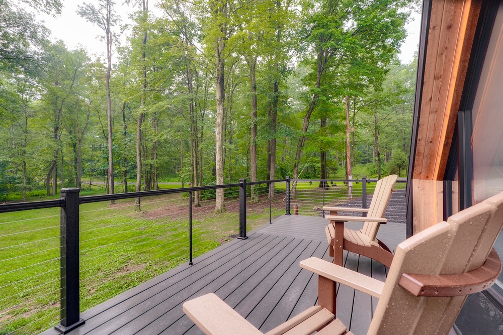 porch area of huntingdon pa a frame park model built and designed by Psy Homes
