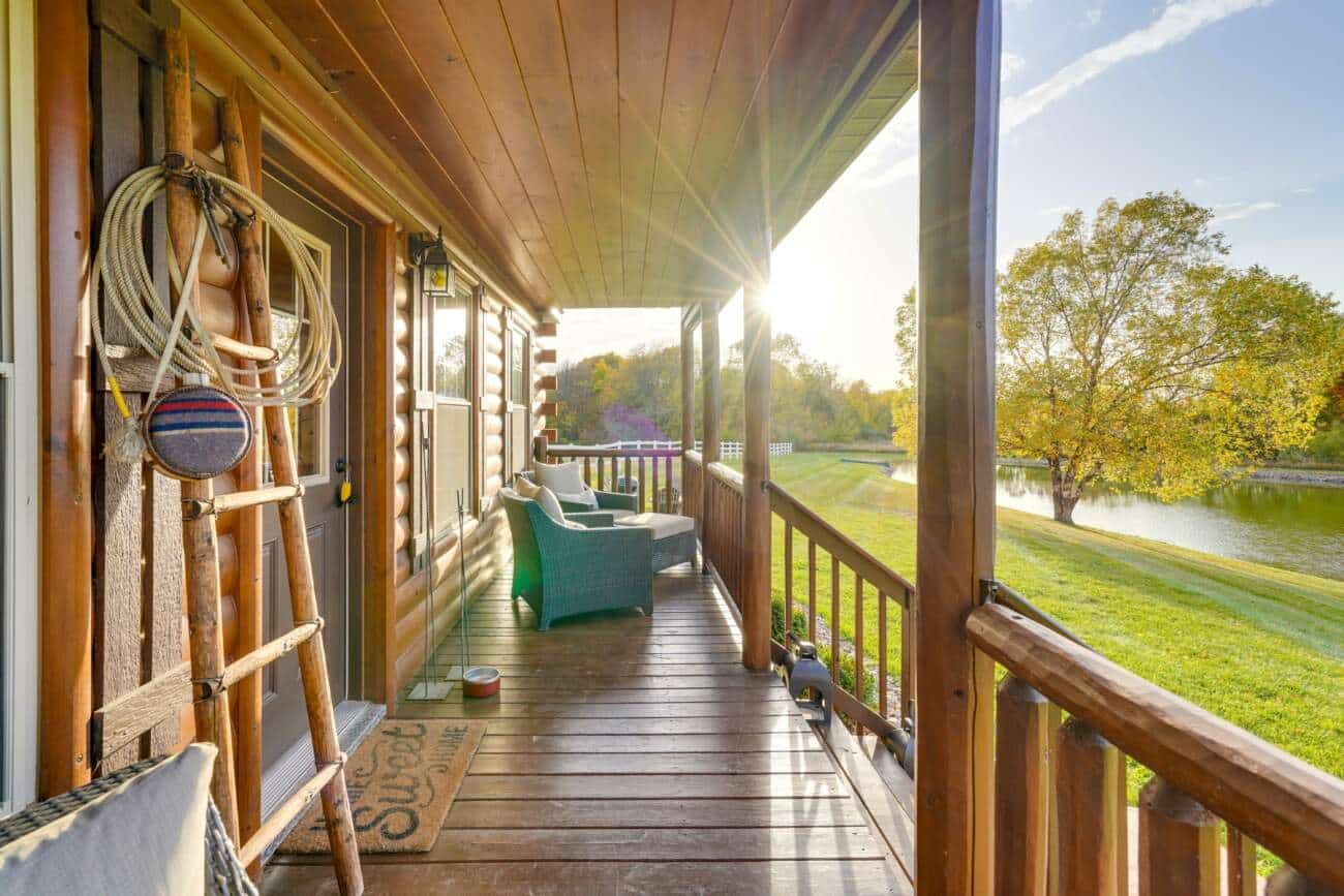 Deck on Prefab Cabin in Adel IA