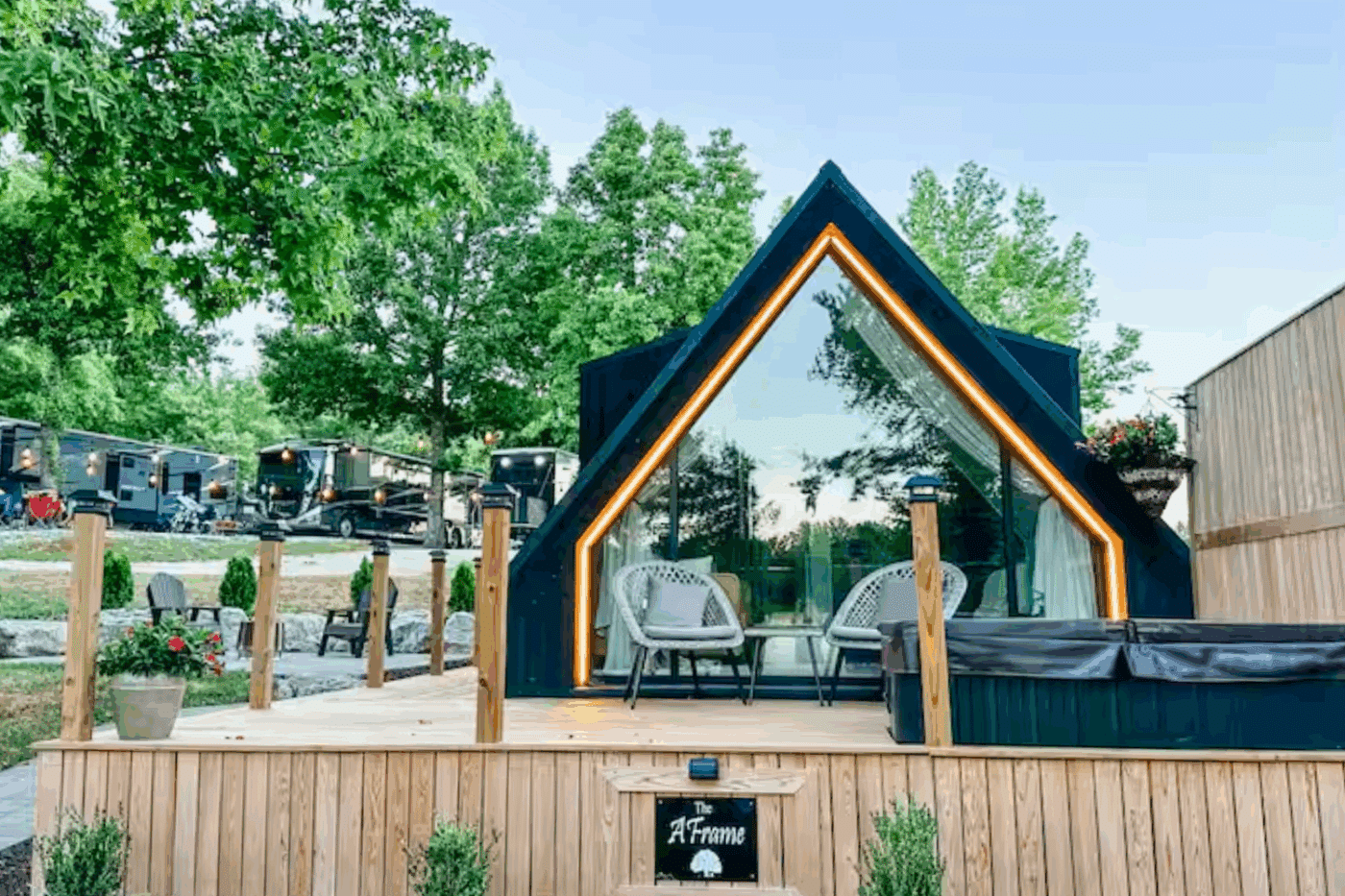 Gable end a frame park model tiny home in Harrison Arkansas