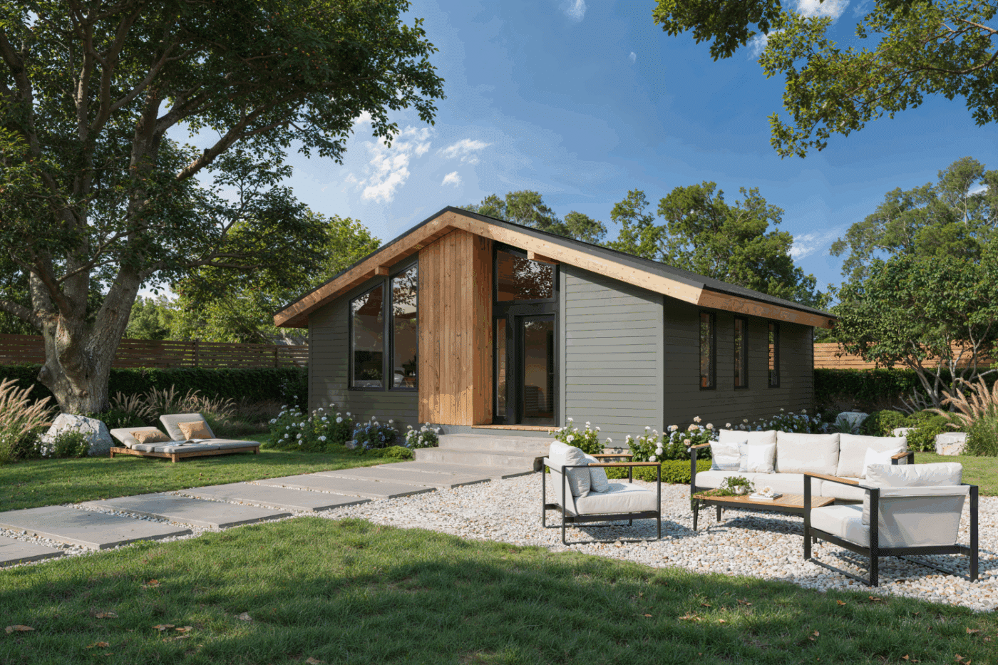 Exterior Rendering of Rivara ADU in Gray