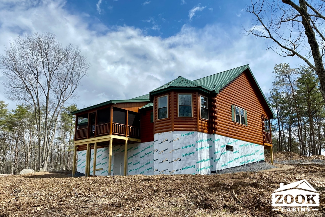 Rear elevation Frontier log cabin in petersburg wv