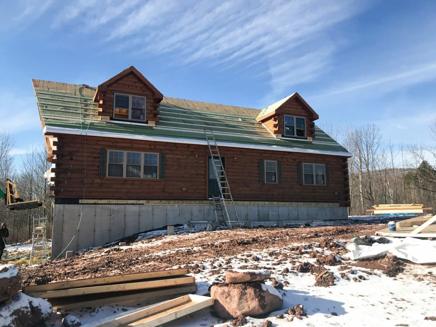 final touches on cabin in jewett new york