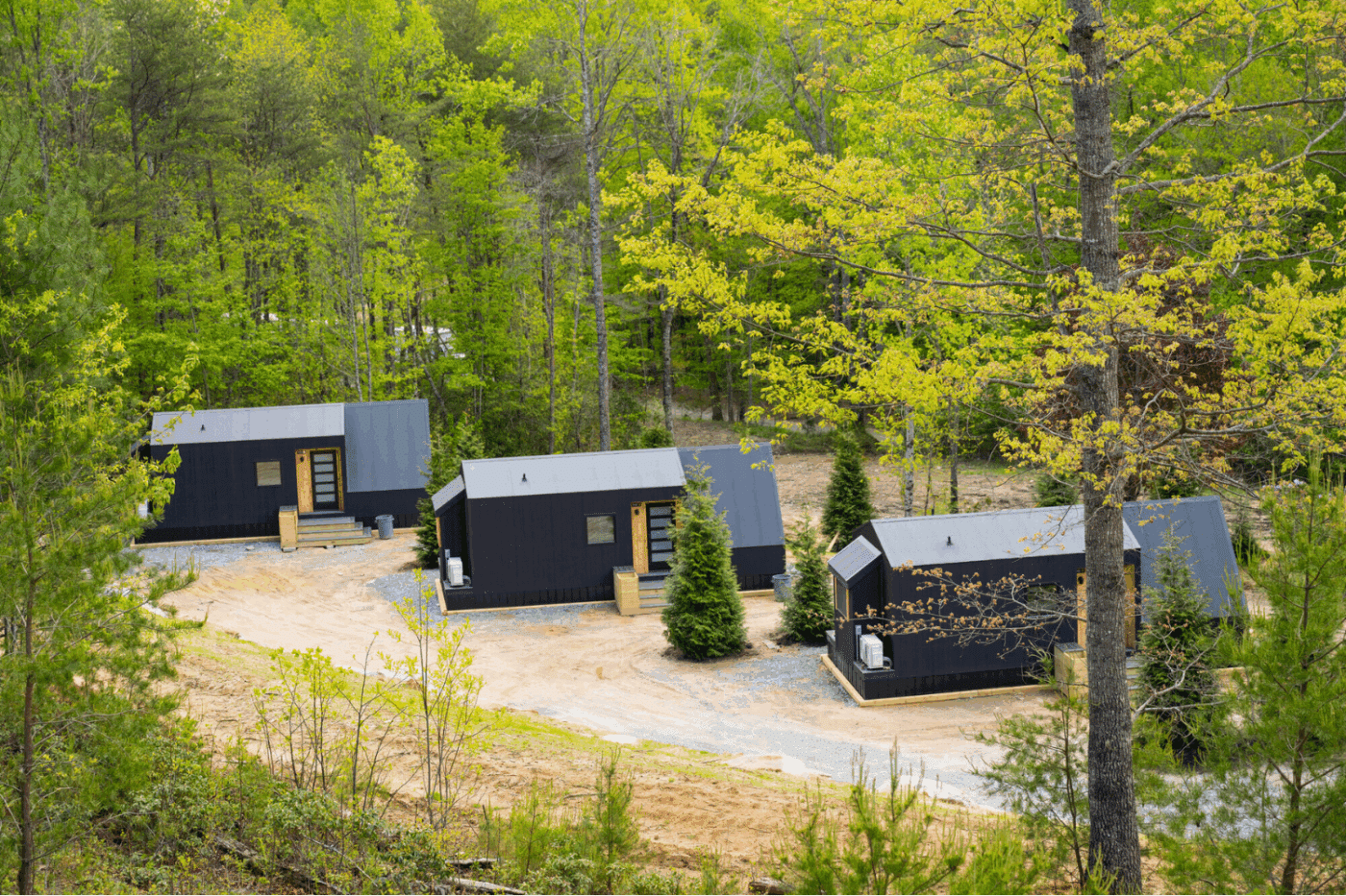 A frame studio park model cabins in Balsam Grove North Carolina