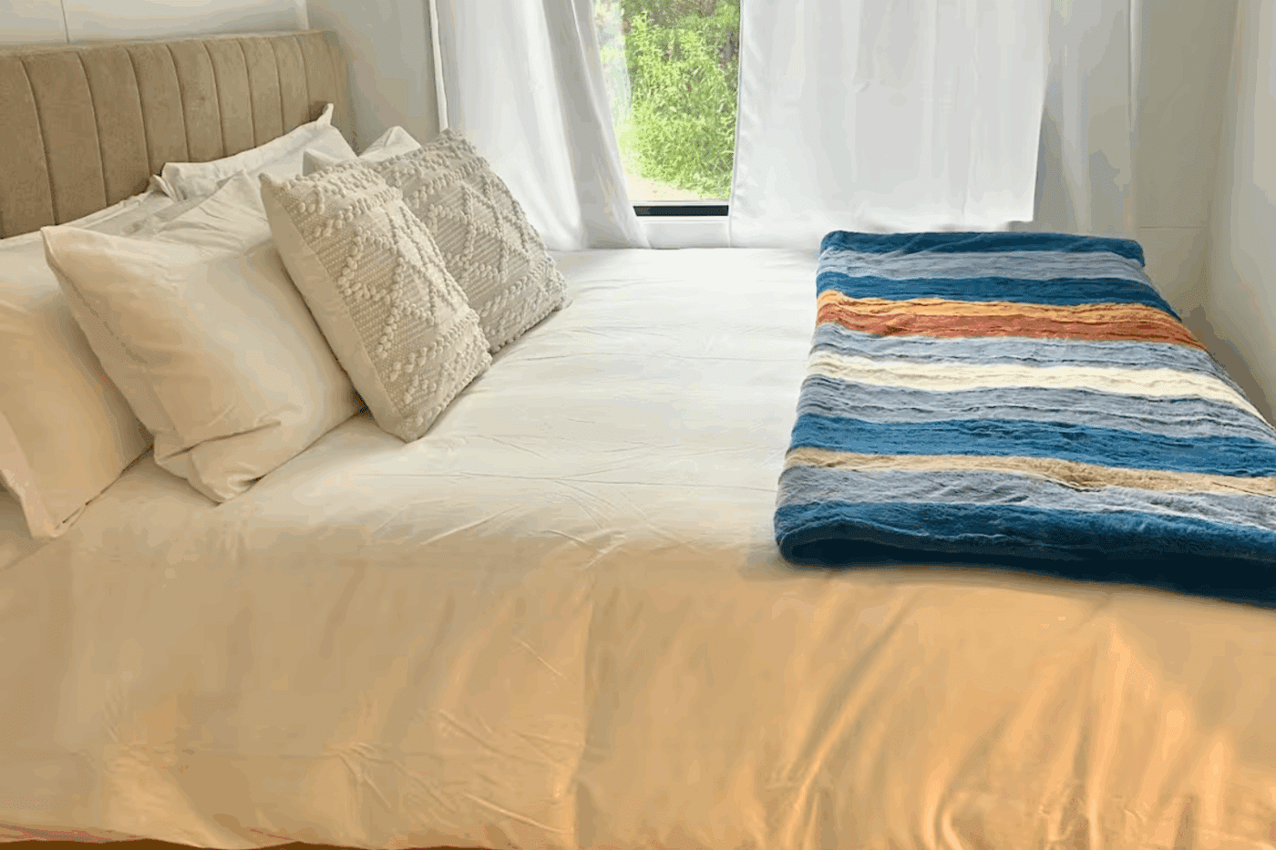 bedroom of A Frame park model tiny home in wardensville WV