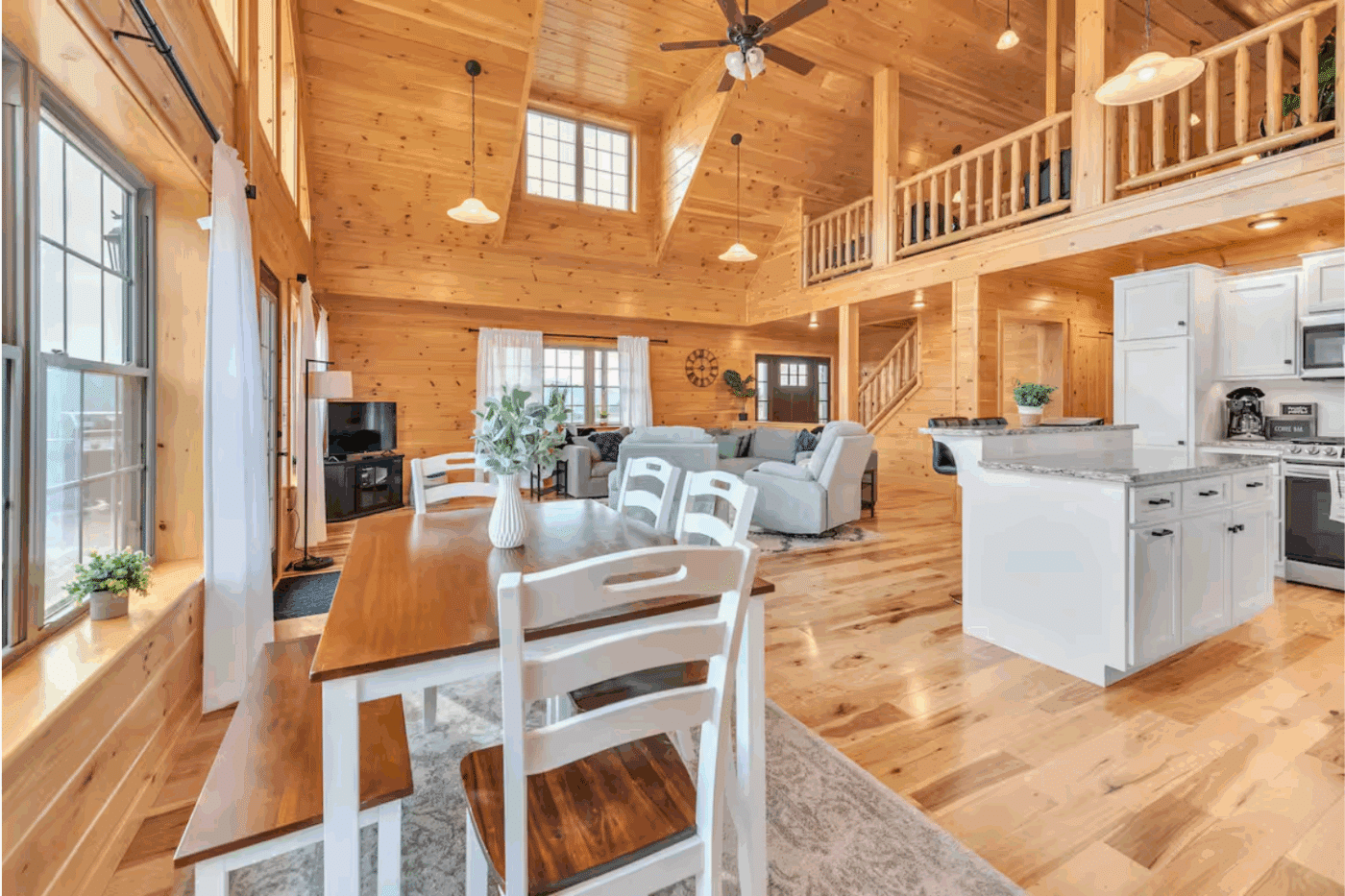 Vermontville New York Mountaineer deluxe built and designed by Psy Homes kitchen and dining area