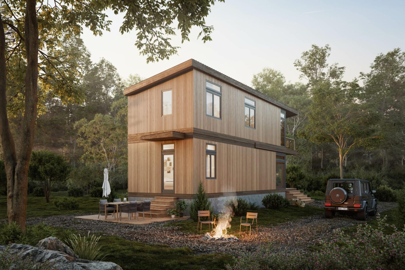 walden stack modern cabin in Wyoming