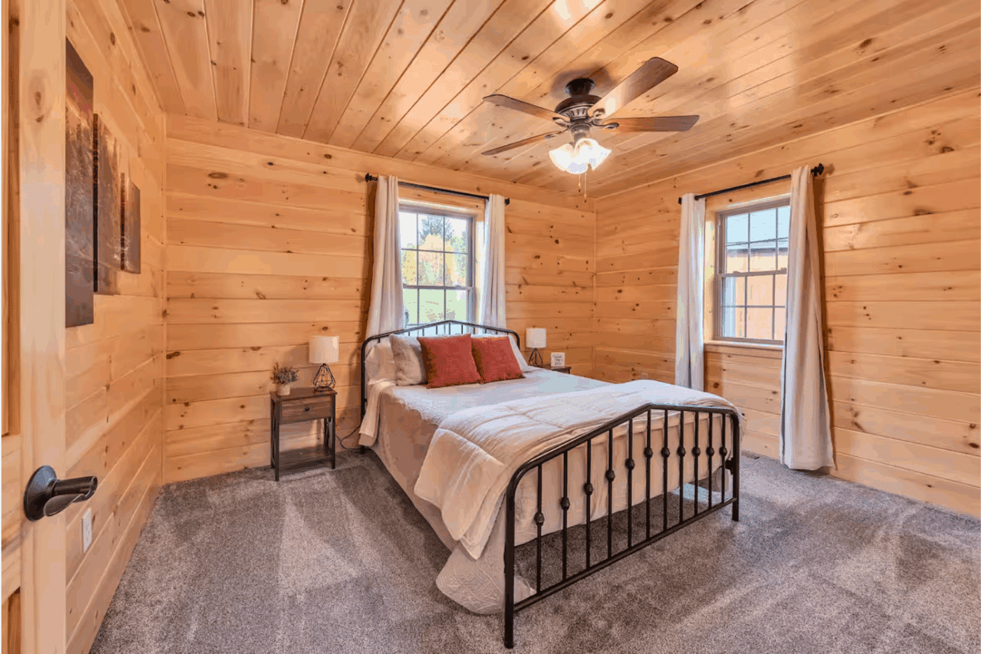 2nd bedroom of Mountaineer Deluxe in Vermontville New York built and designed by Psy Homes
