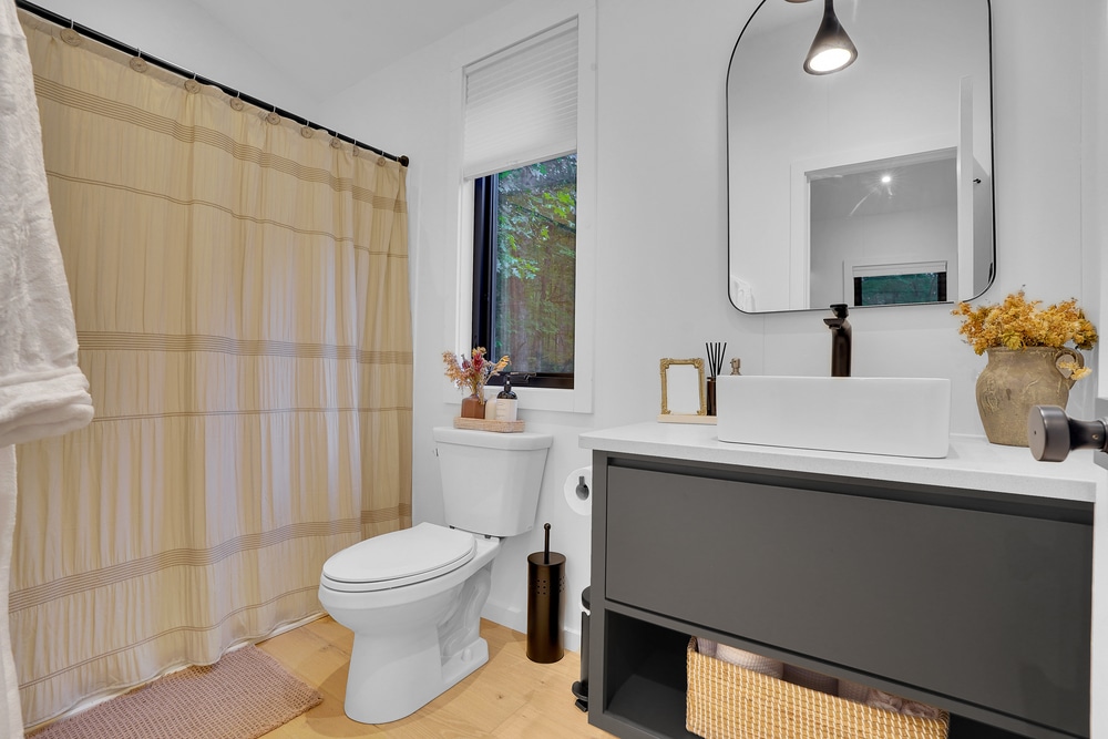 a frame park model tiny home bathroom in huntingdon PA