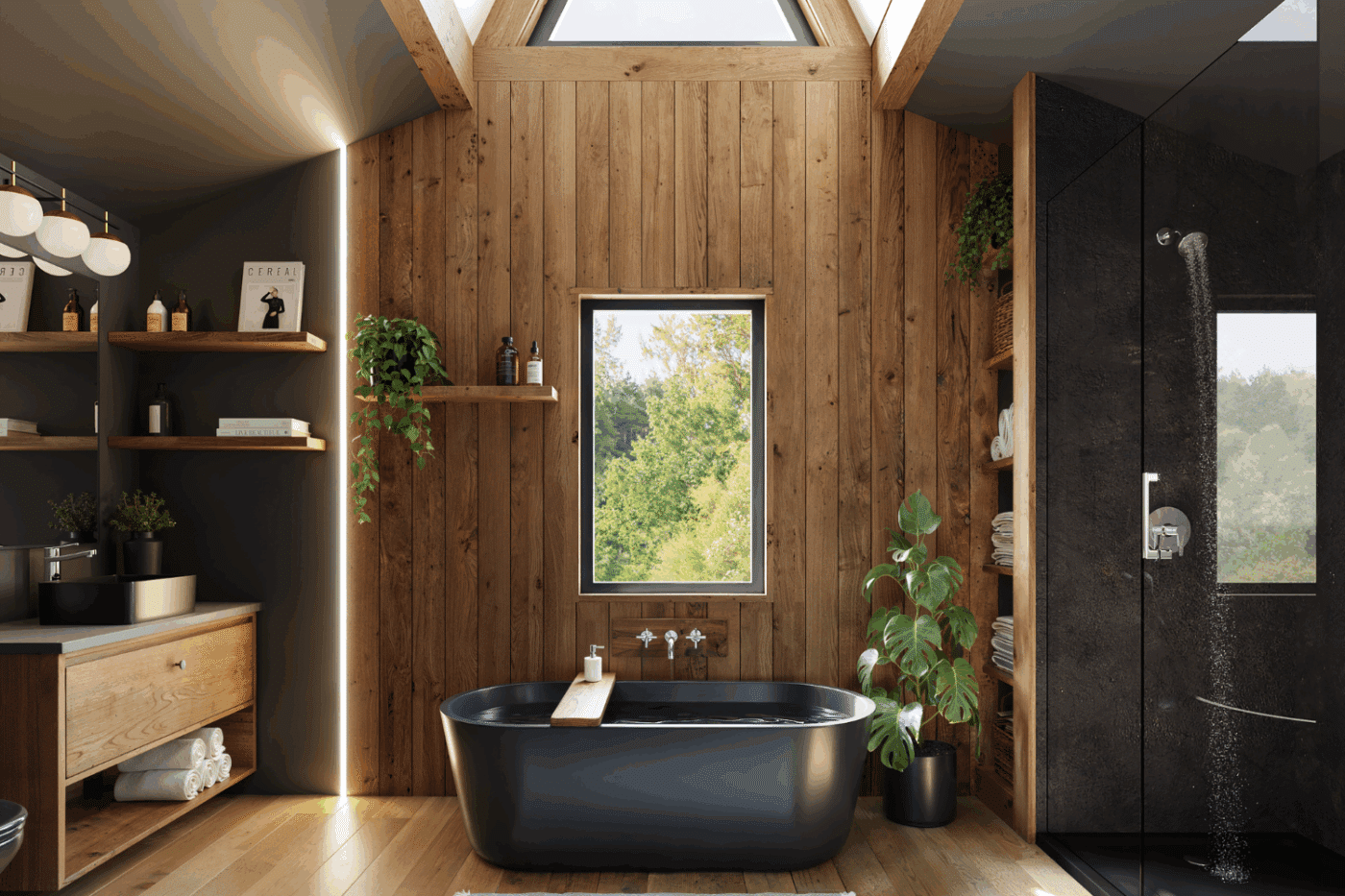 A frame Cottage modular tiny home with valance lighting and large windows built and designed by Psy Homes