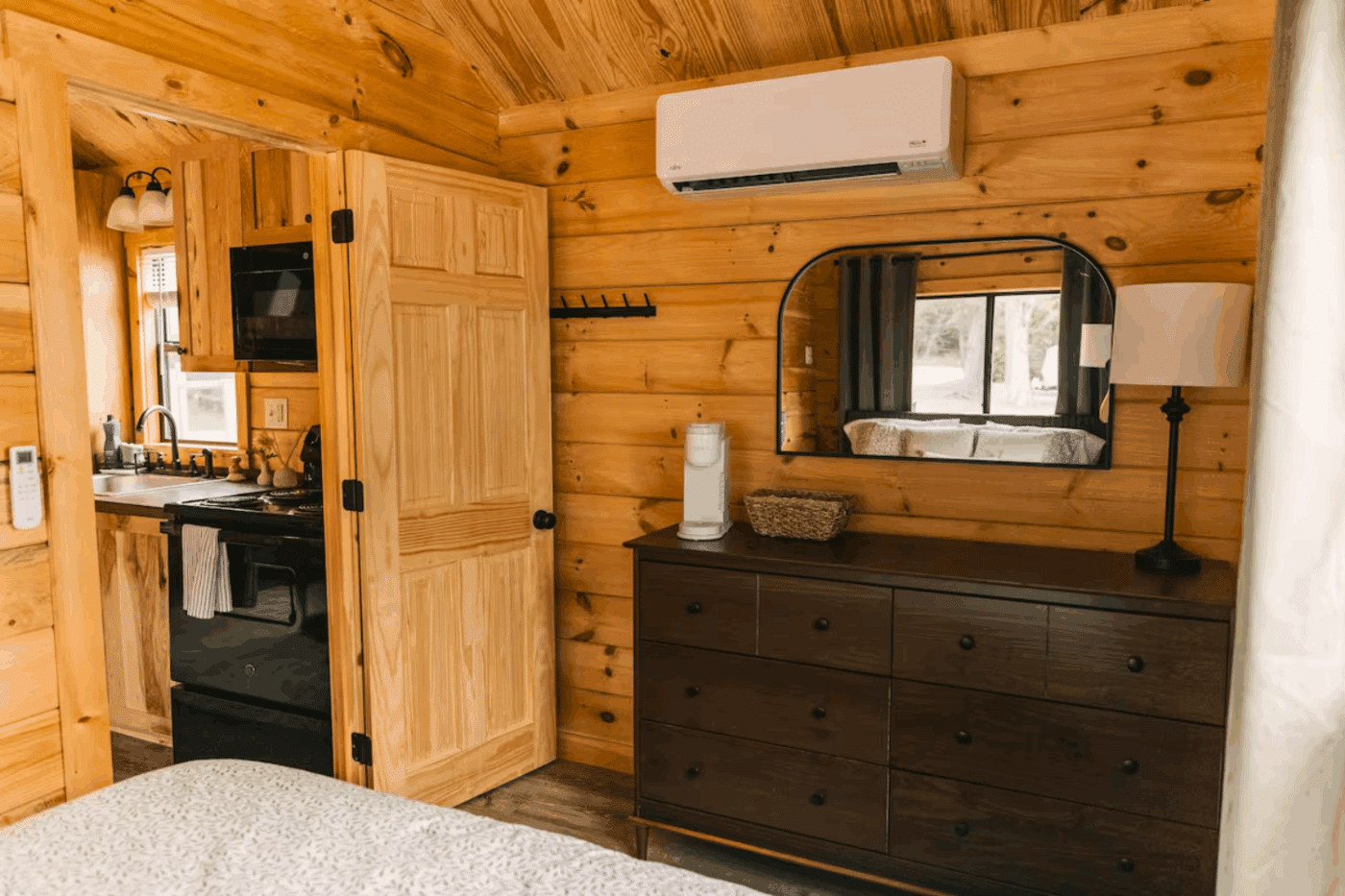 Pinecrest Park model tiny home main bedroom in Friedens Pa at Somerset Resort