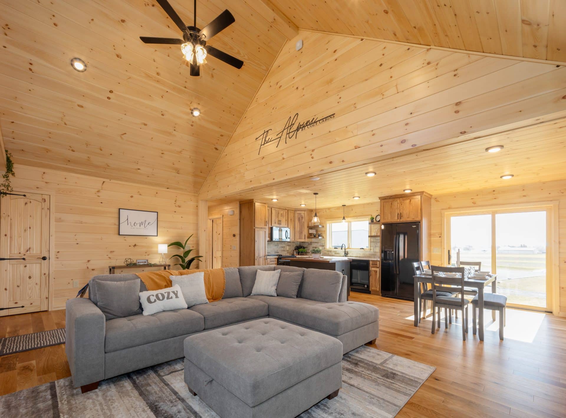 Alpine Log Cabin Living and Kitchen Area