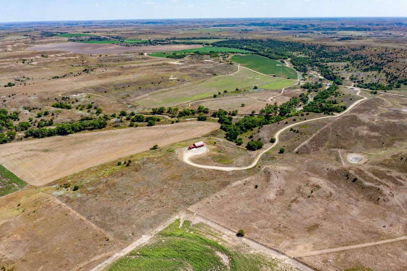 Aerial of Prefab Cabin in Russell KS