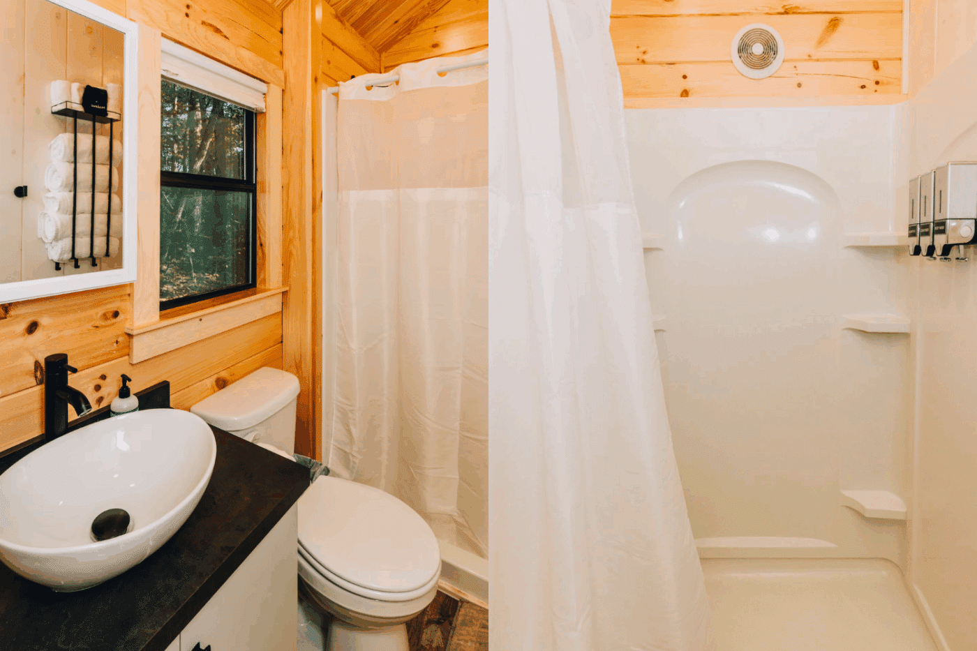 Pinecrest park model tiny home full sized bathroom built and designed by Psy Homes in Gap Pa
