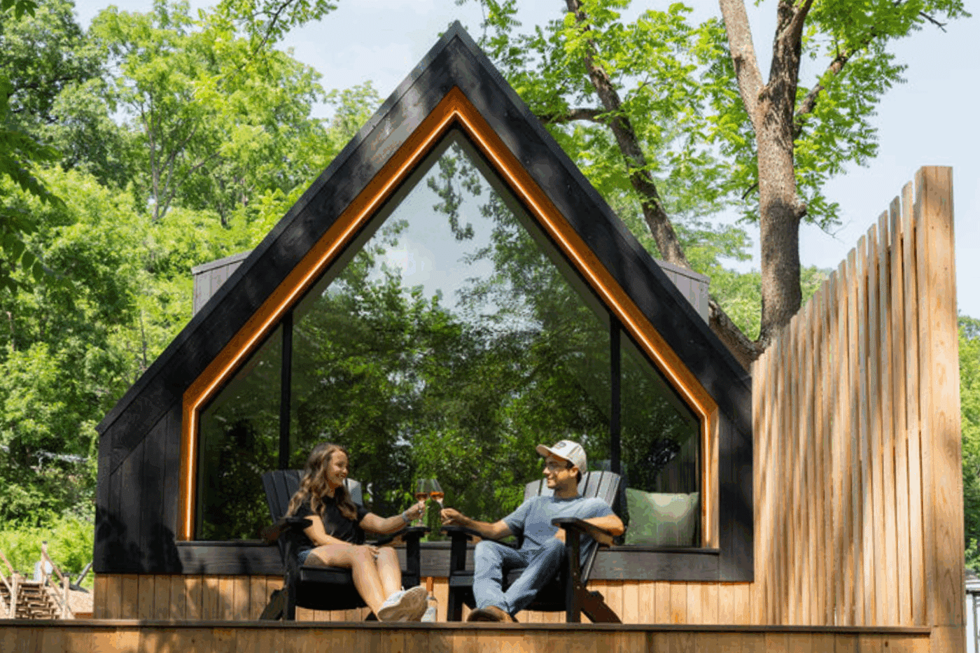 A Frame park model tiny home at Greenhills Resort and Campground in Alexandria Pa Site 16