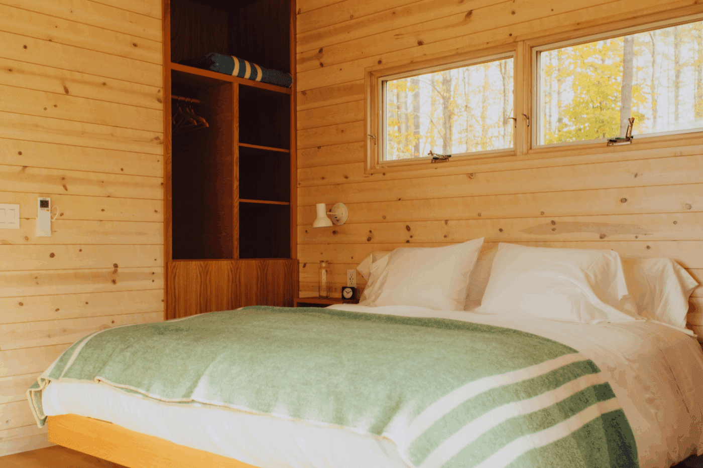 bedroom in custom built tiny home for Prospect Berkshires