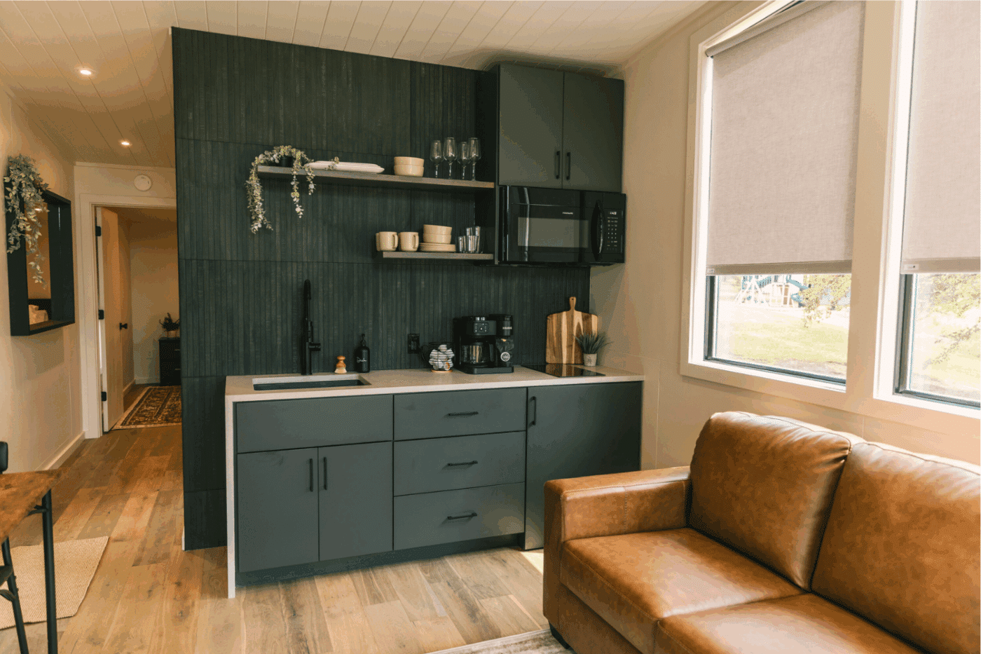 kitchen in Rockwood park model tiny home built by Psy Homes