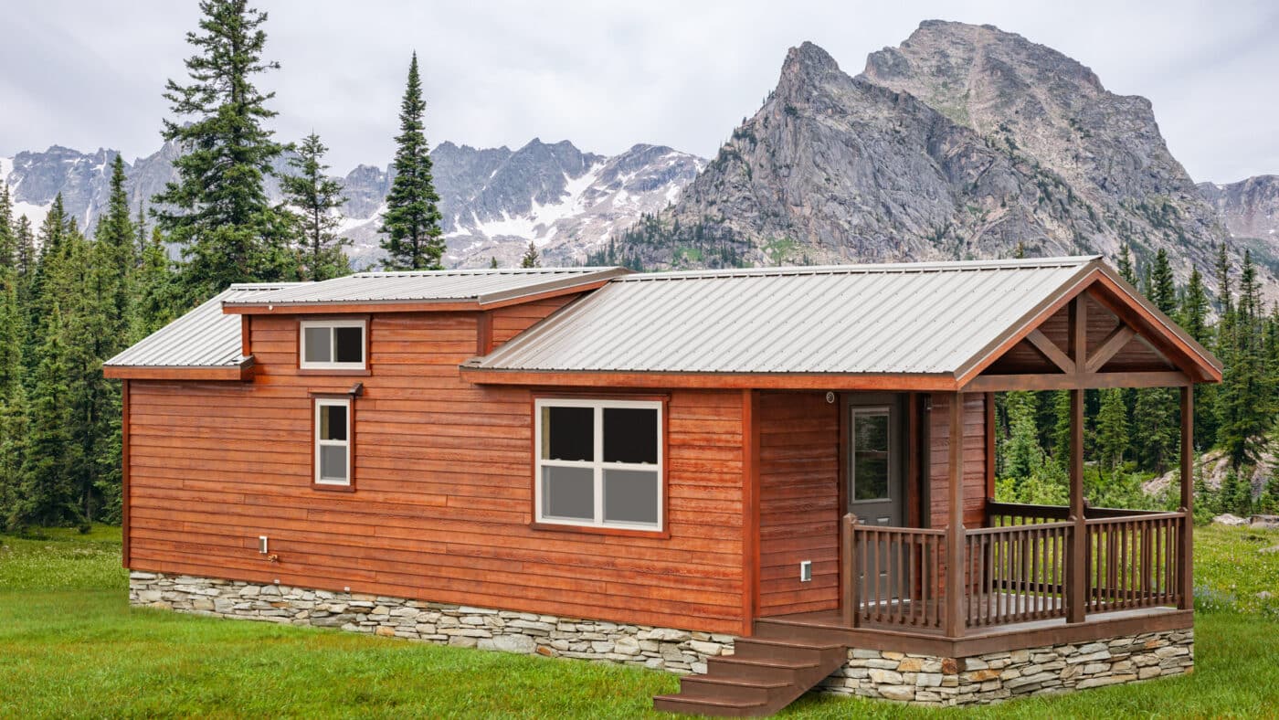 Showing a park model in order to demonstrate how to winterize a park model home for winter