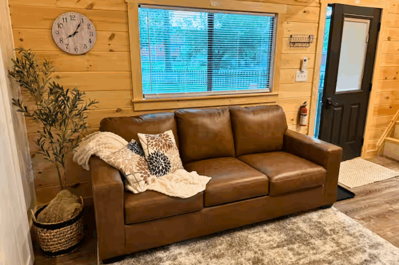 living Room of Pinecrest park model tiny home at Red Run Resort in New Holland Pa Site 65