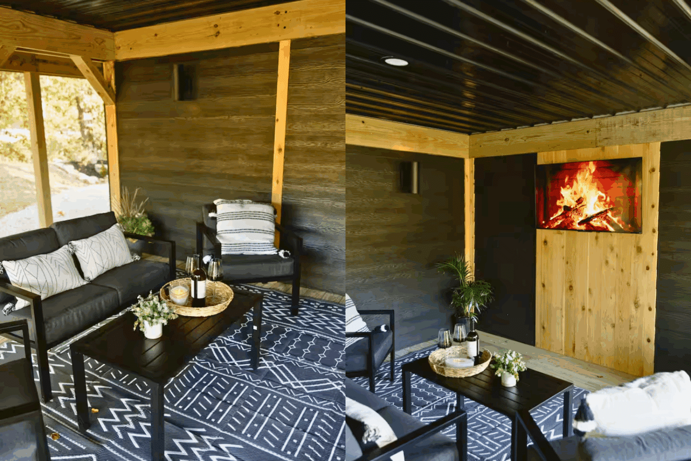 Outdoor hangout on A Frame Psy Homes park model tiny home in Logan Ohio