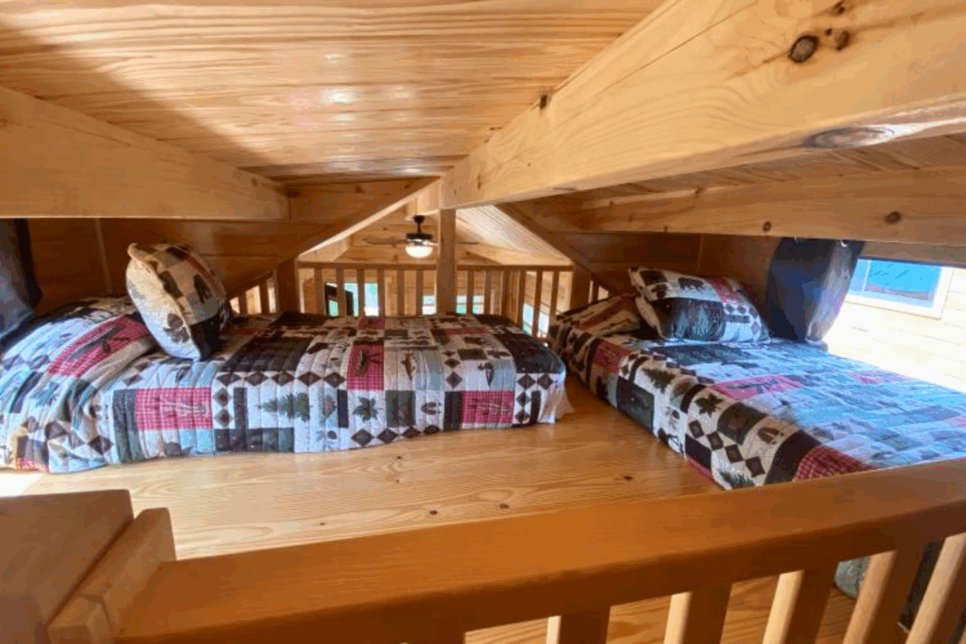 Aspen 3 park model log cabin tiny home in Houghton MI at Keweenaw Water Resort