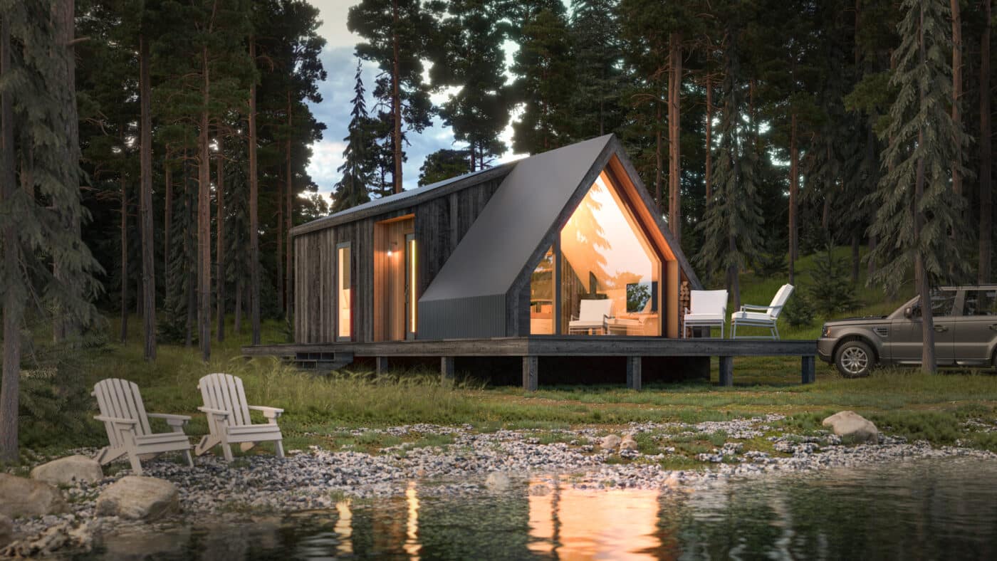 Showing a park model in order to demonstrate how to winterize a park model home for winter