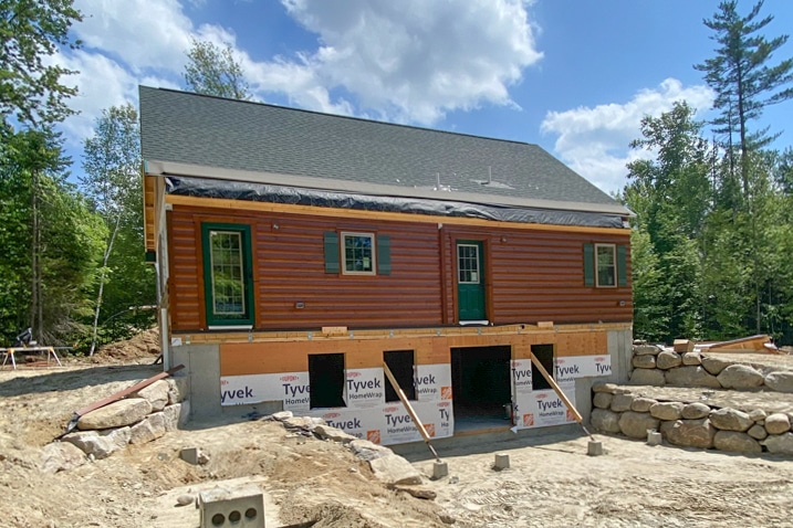 log home in campton nh under construction 1