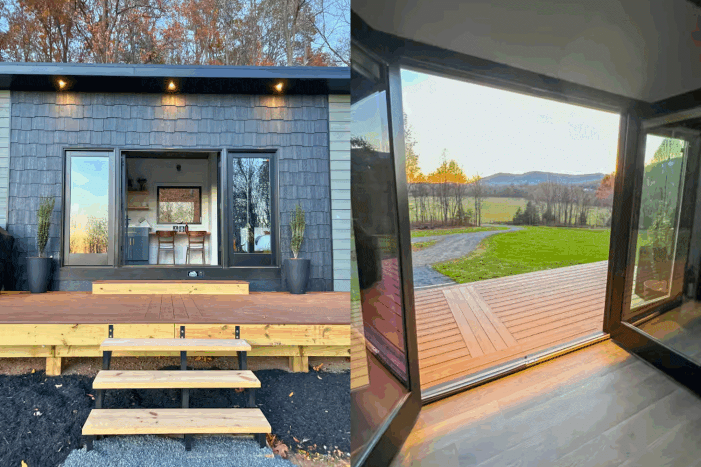 entry door of Custom Alpine 1 park model tiny home in Madison VA
