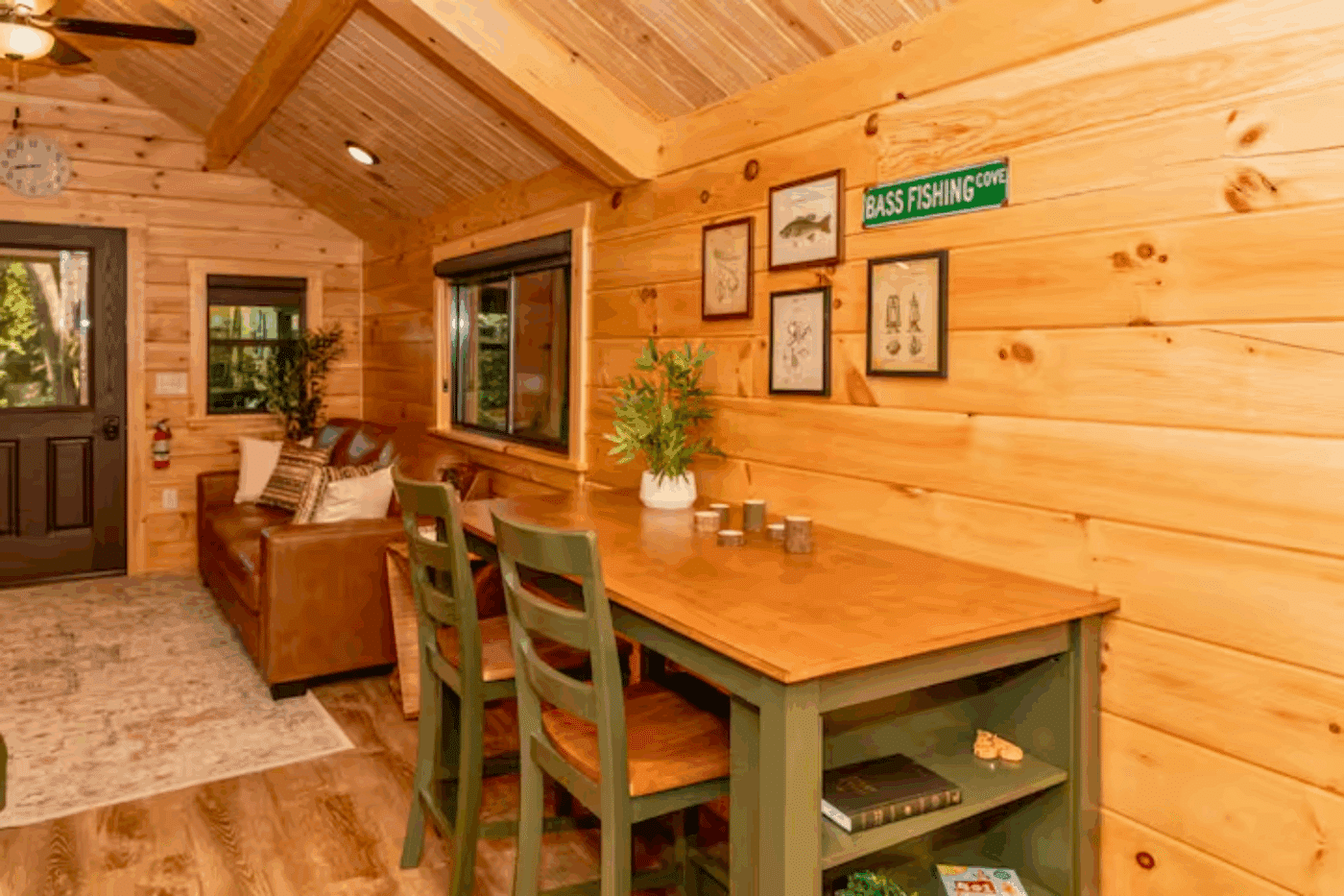 dining area of studio park model tiny home in James Creek Pa studio 2