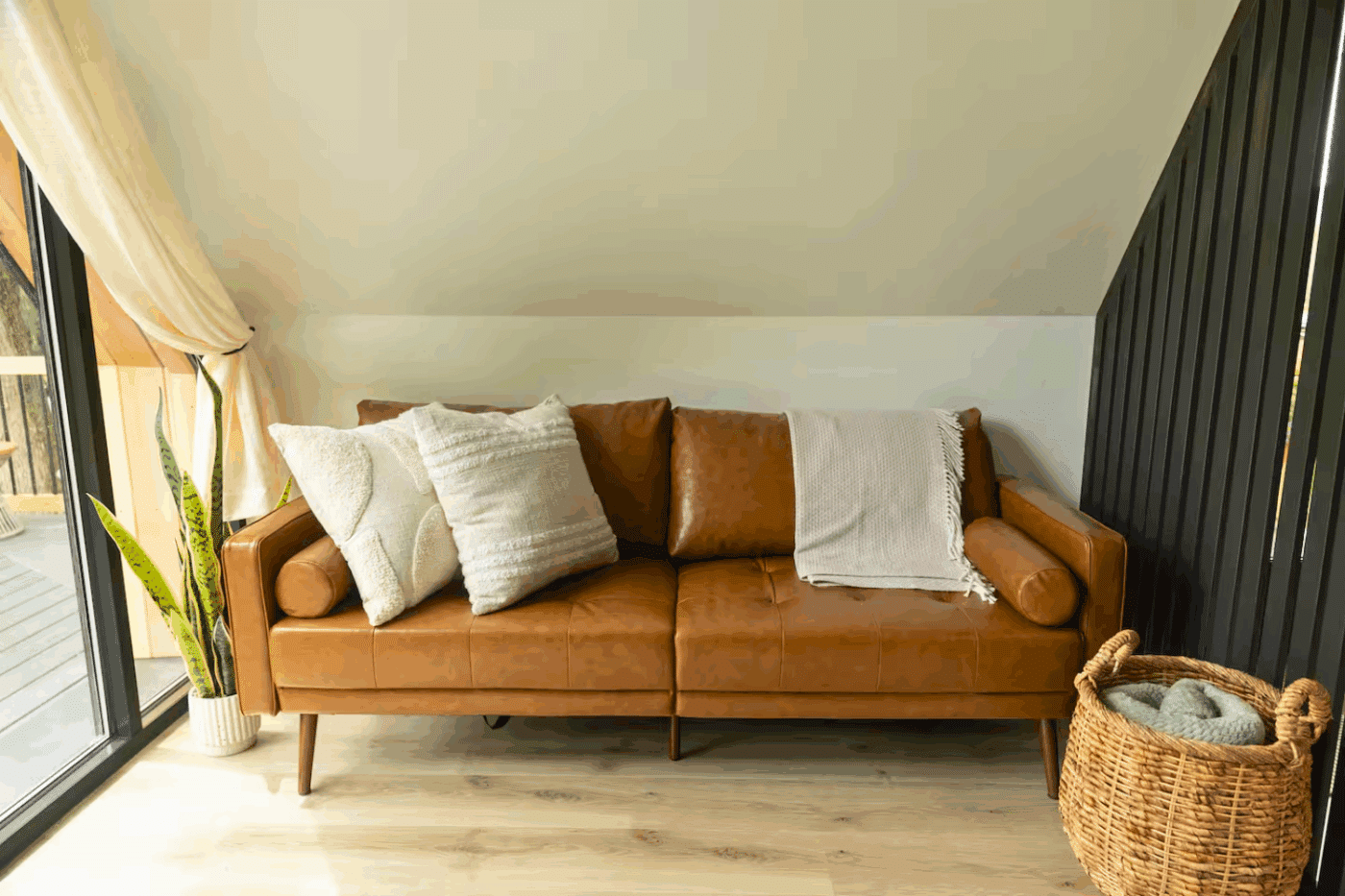 living room in a frame park model tiny home in potter county pa