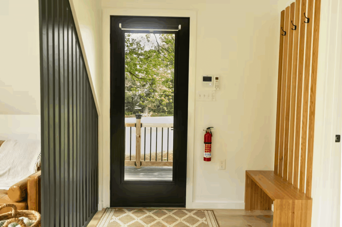 zook cabins park model tiny home with cozy entry in A frame located in Gaines PA