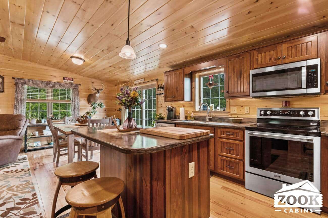 Kitchen 26x44 Frontier Log Cabin in Monson MA