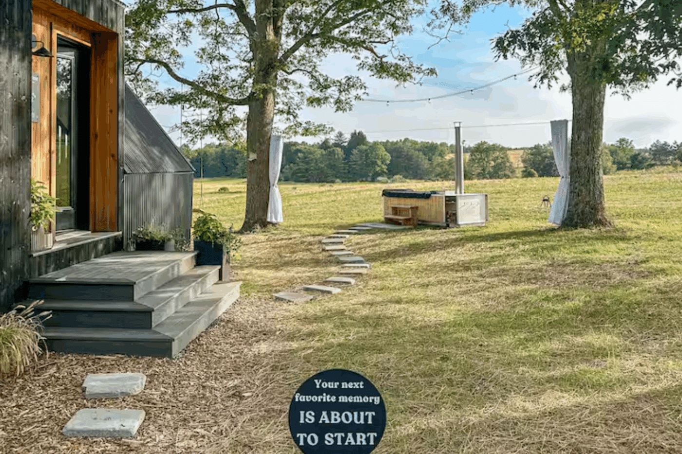 A Frame park model tiny home in Friedens Pa with wood fired hot tub