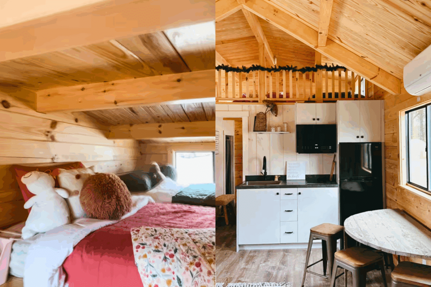 loft with 2 twin bed in Pinecrest park model tiny home in Harrison Arkansas built and designe dby Psy Homes