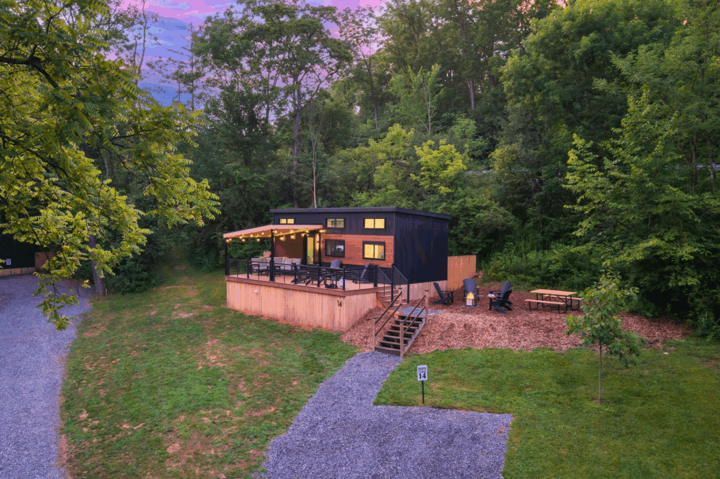 Cascade park model tiny home in Alexandria Pa at Greene Hill Family Campground site 14