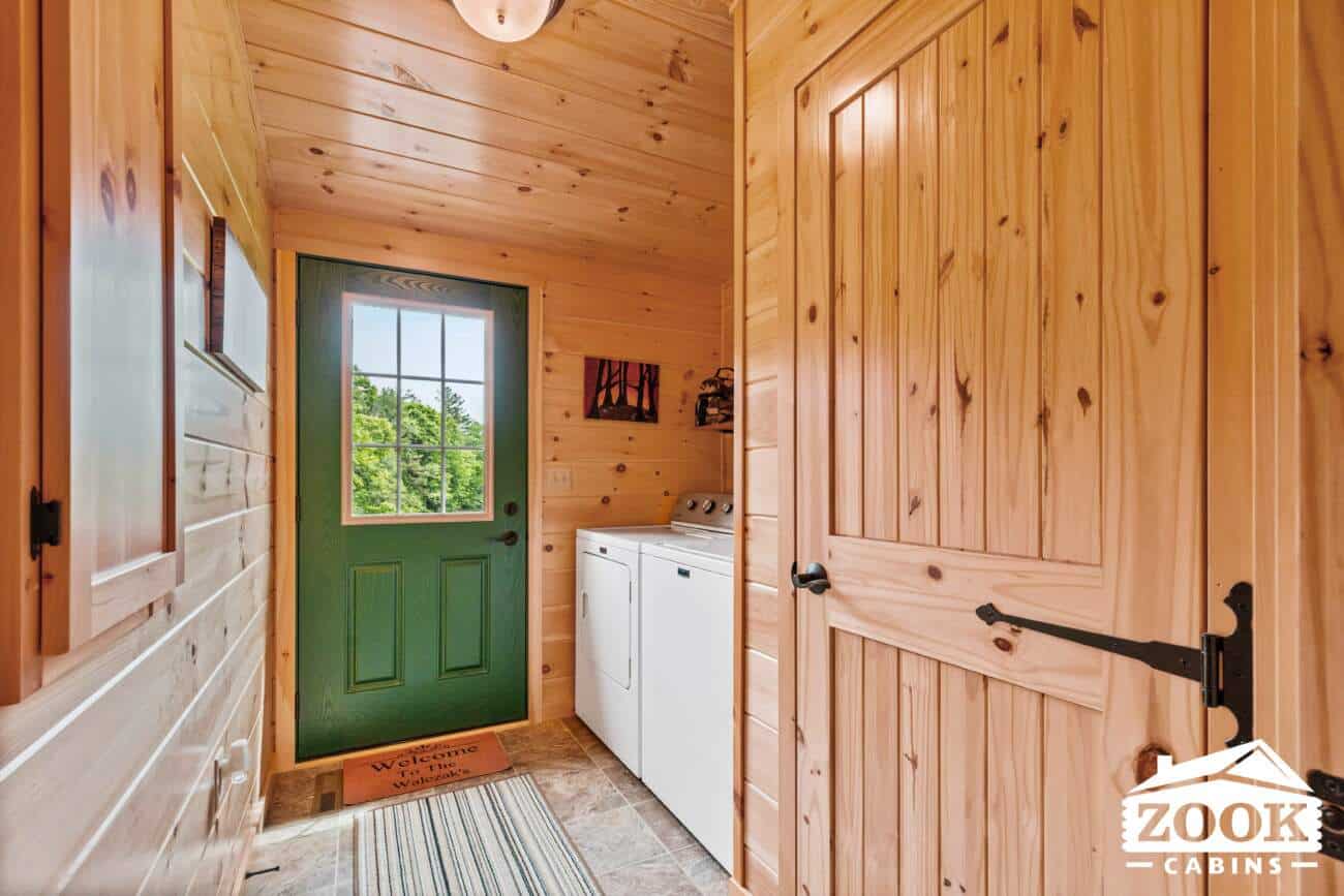Laundry room in 26x44 Frontier Log Cabin in Monson MA