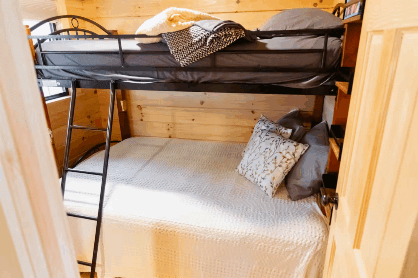 Second bedroom in park model tiny home in Pinecrest park model built and designed by Psy Homes