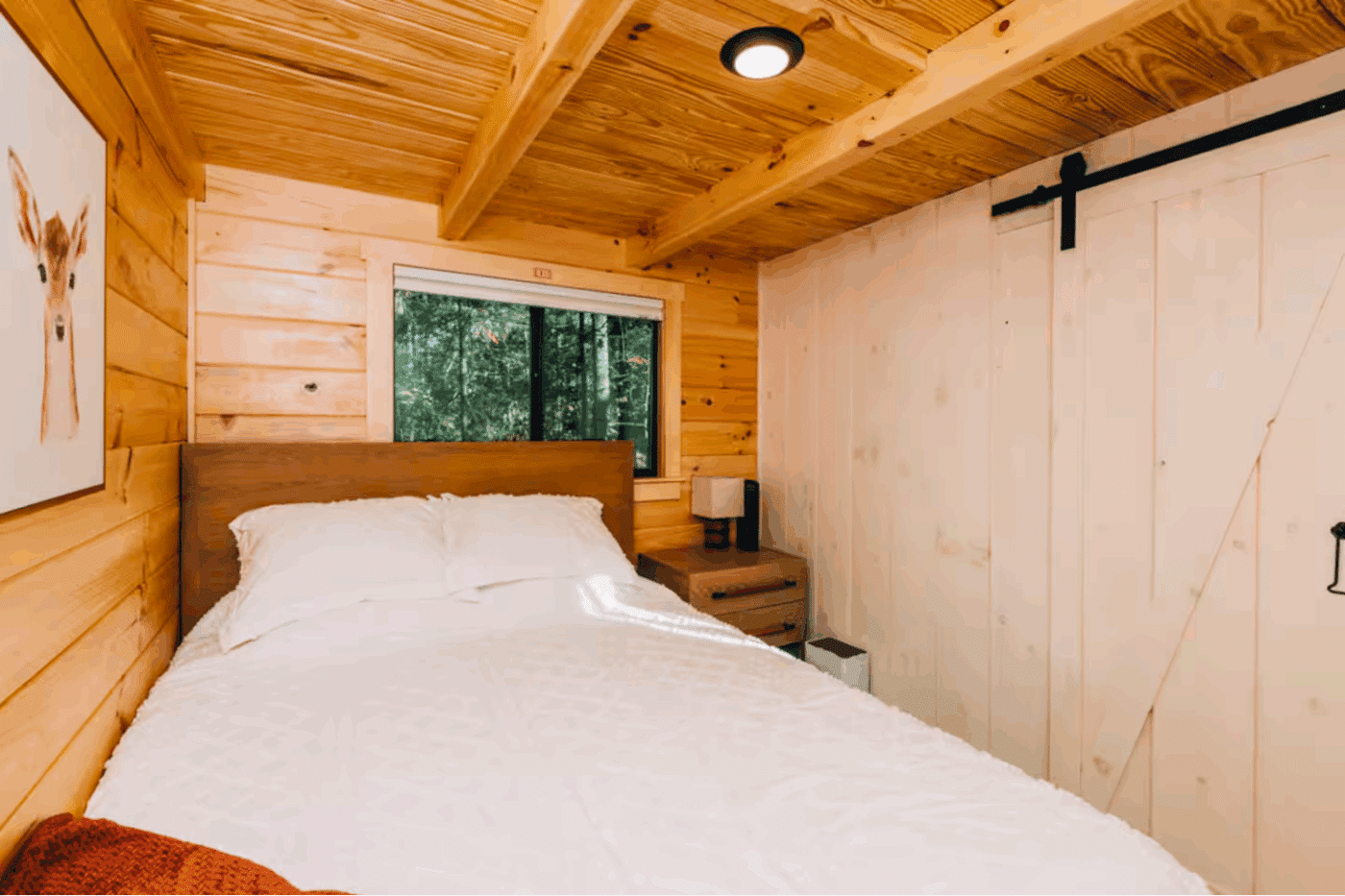 Large bedroom in Pinecrest park model tiny home built and designed by Psy Homes