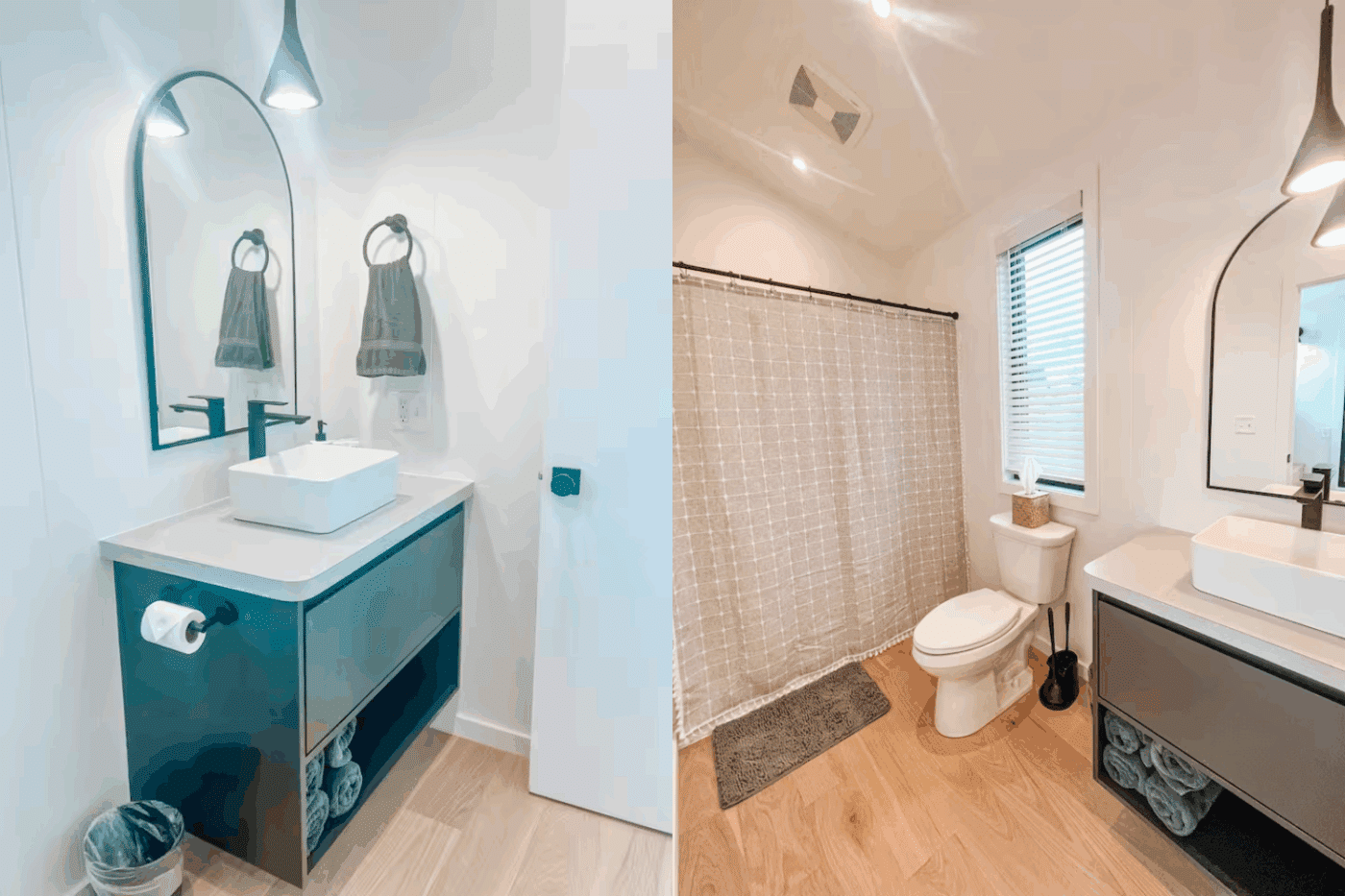 Bathroom of A Frame park model tiny home inCañon City Colorado at Royal Gorge RV Resort Peakview 2